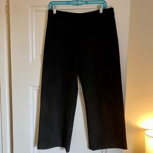 Faux Suede Wide Leg Crop Pants
